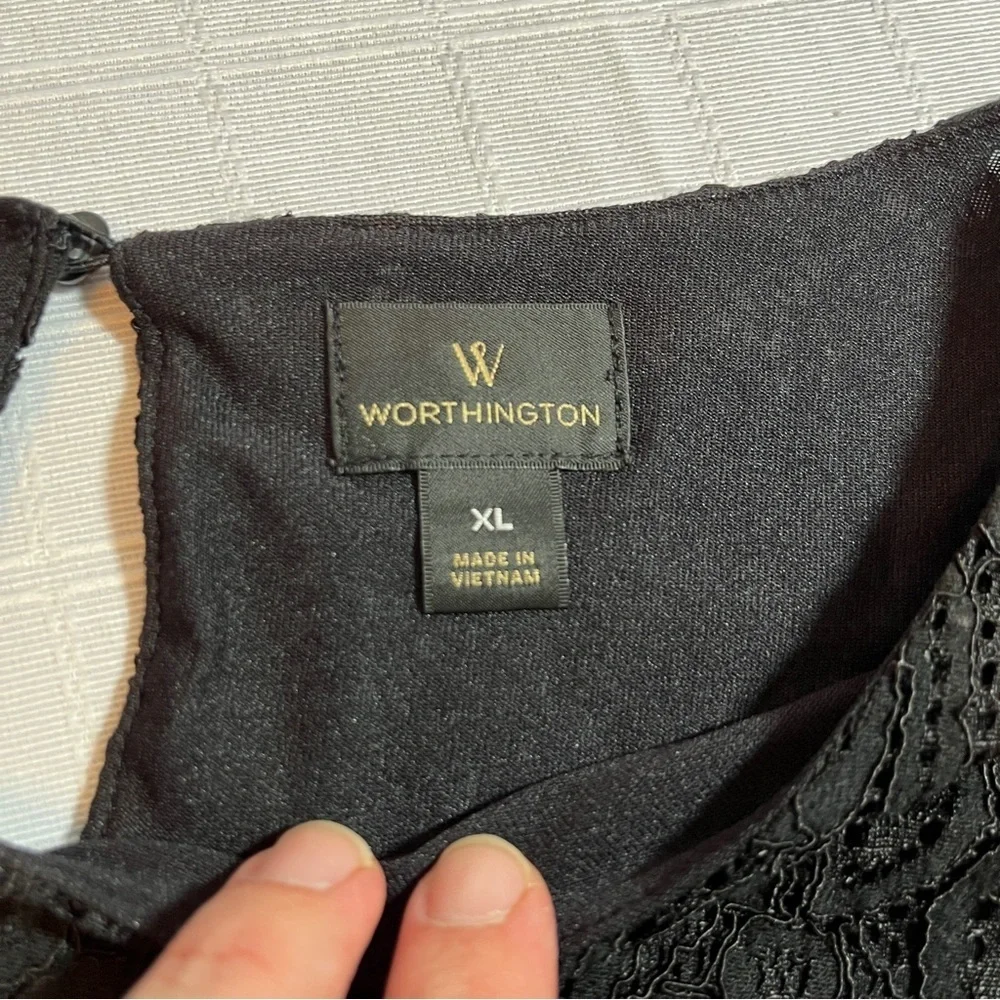 Witchy Whimsigoth Worthington Black Lace Blouse Women's XL Vamp - Picture 7 of 8